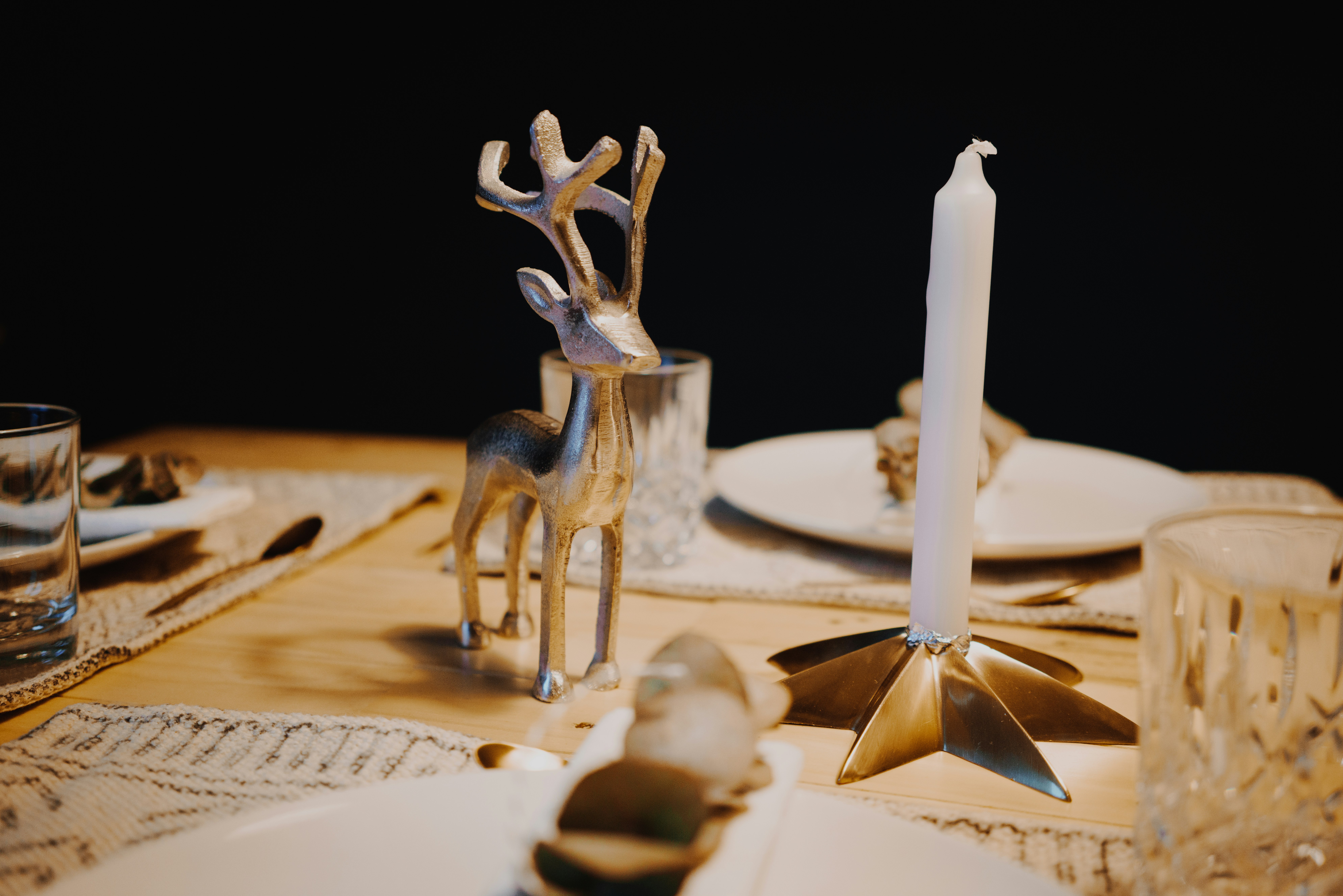 white candle stick on table